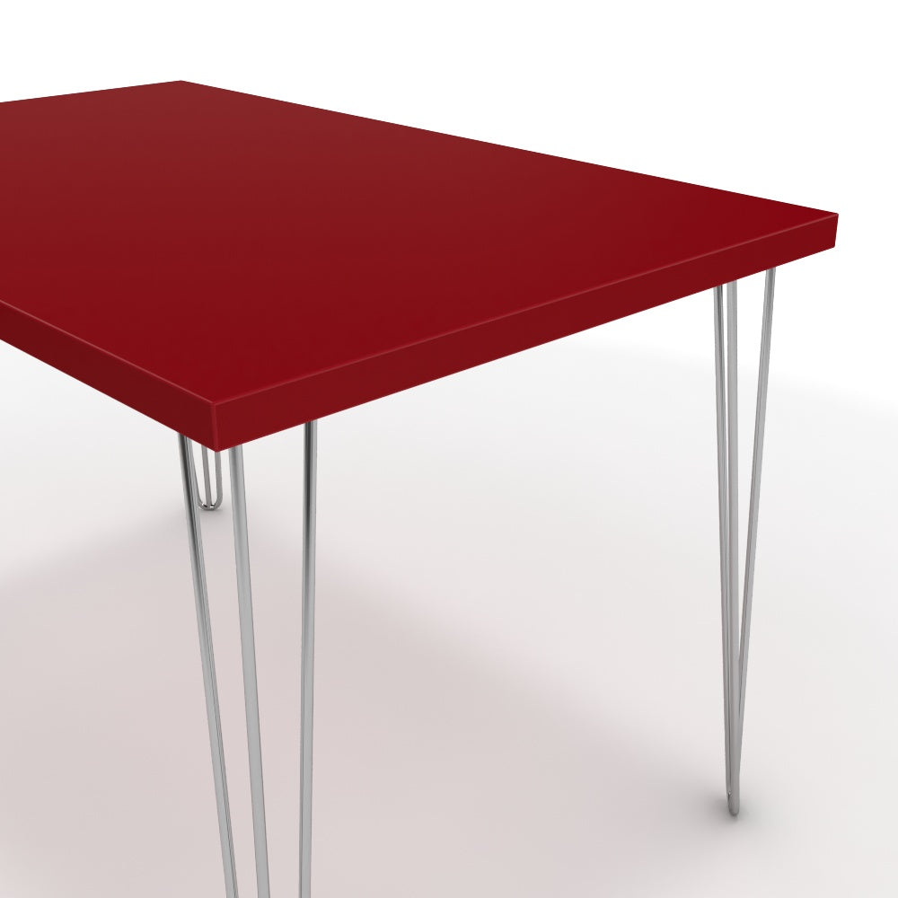 Étkezőasztal - Linga króm lábbal - Chilli piros, méret: 120x75