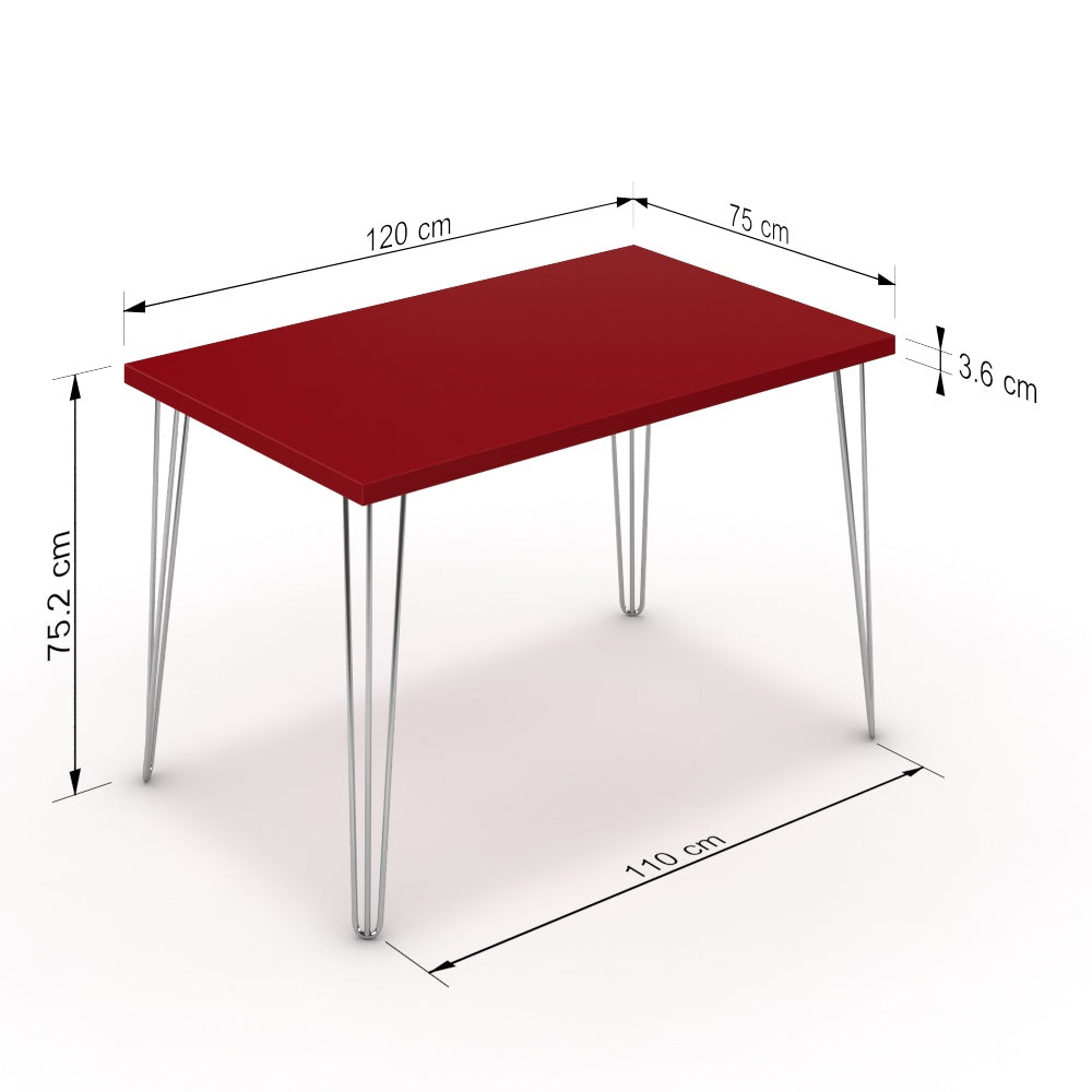 Étkezőasztal - Linga króm lábbal - Chilli piros, méret: 120x75