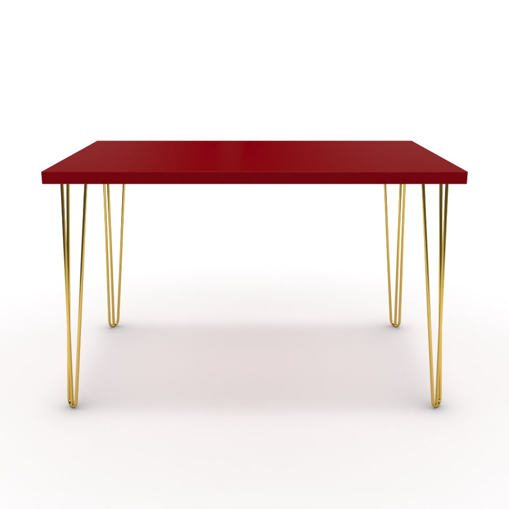 Étkezőasztal - Linga arany lábbal - Chilli piros, méret: 120x75