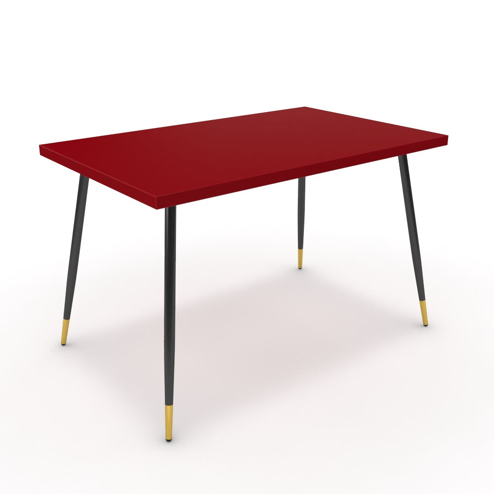 Étkezőasztal - Manu fekete és arany lábbal - Chilli piros, méret: 120x75