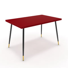 Étkezőasztal - Manu fekete és arany lábbal - Chilli piros, méret: 120x75