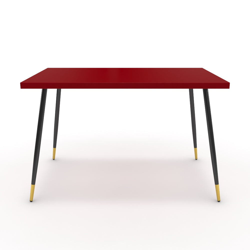 Étkezőasztal - Manu fekete és arany lábbal - Chilli piros, méret: 120x75