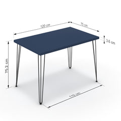 Étkezőasztal - Linga fekete lábbal - Tiroli kék, méret: 120x75