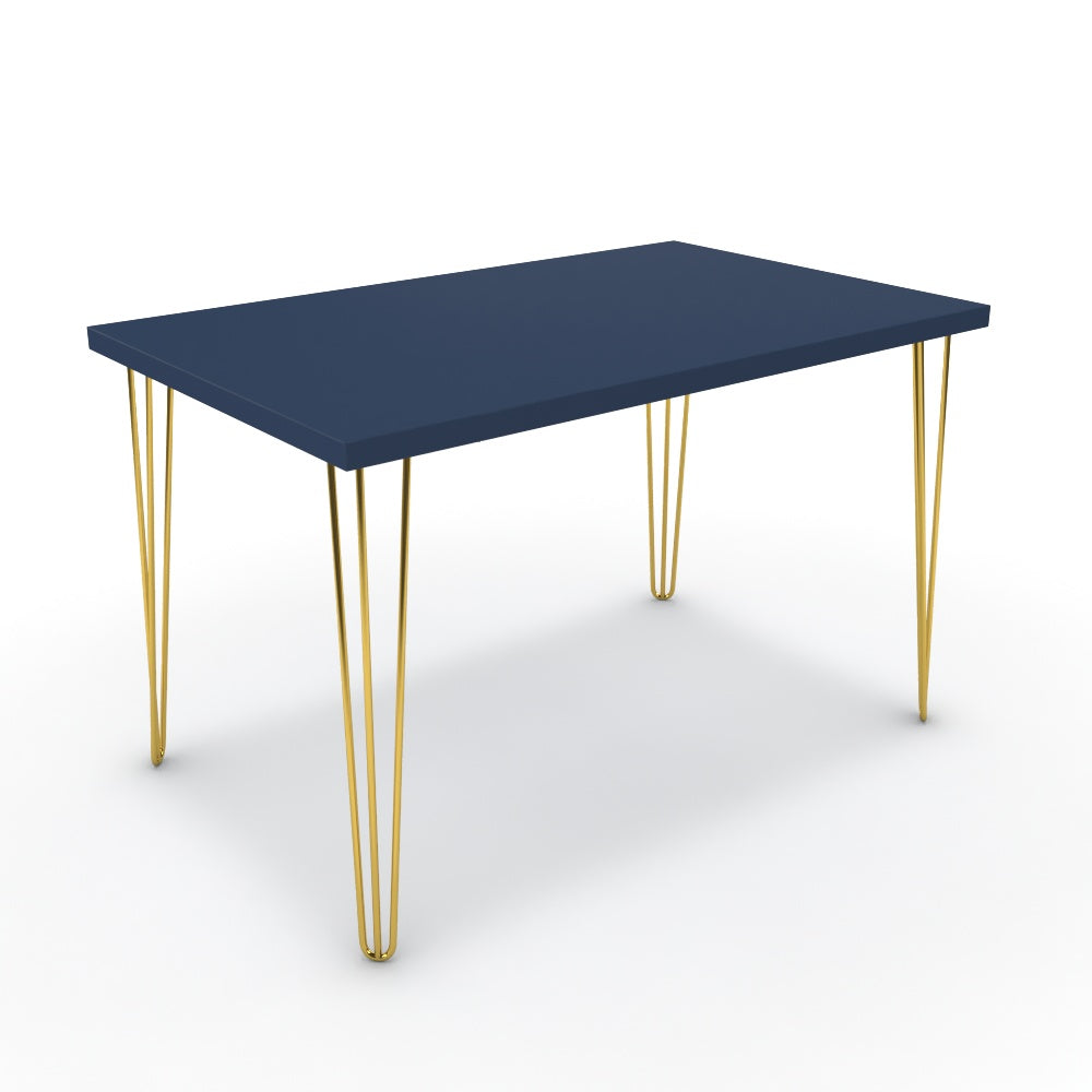 Étkezőasztal - Linga arany lábbal - Tiroli kék, méret: 120x75