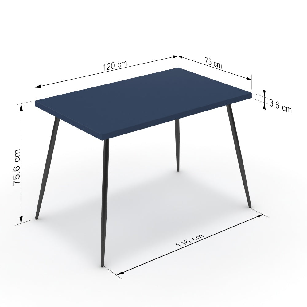 Étkezőasztal - Manu fekete lábbal - Tiroli kék, méret: 120x75