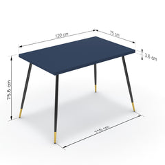 Étkezőasztal - Manu fekete és arany lábbal - Tiroli kék, méret: 120x75