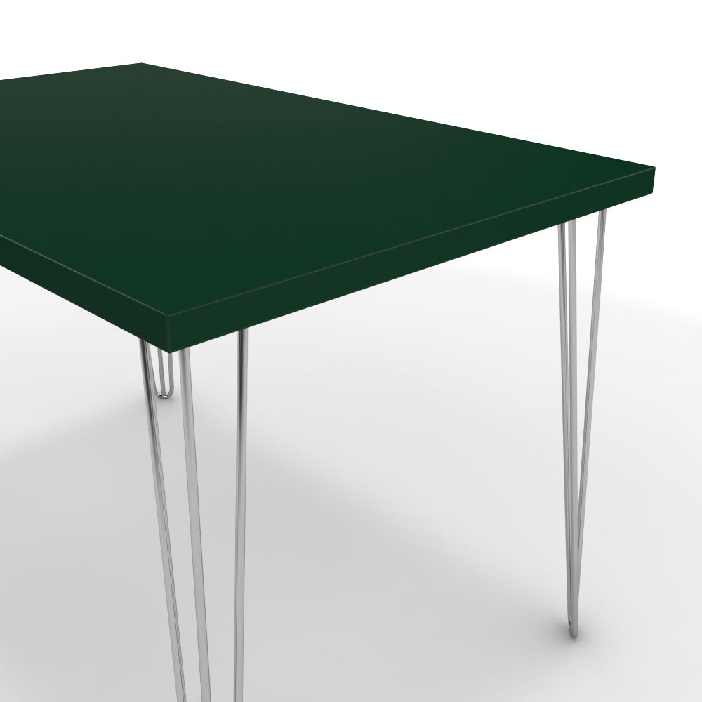 Étkezőasztal - Linga króm lábbal - Forest zöld, méret: 120x75
