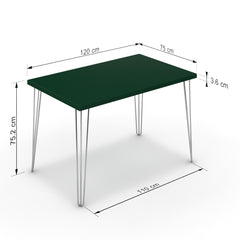 Étkezőasztal - Linga króm lábbal - Forest zöld, méret: 120x75