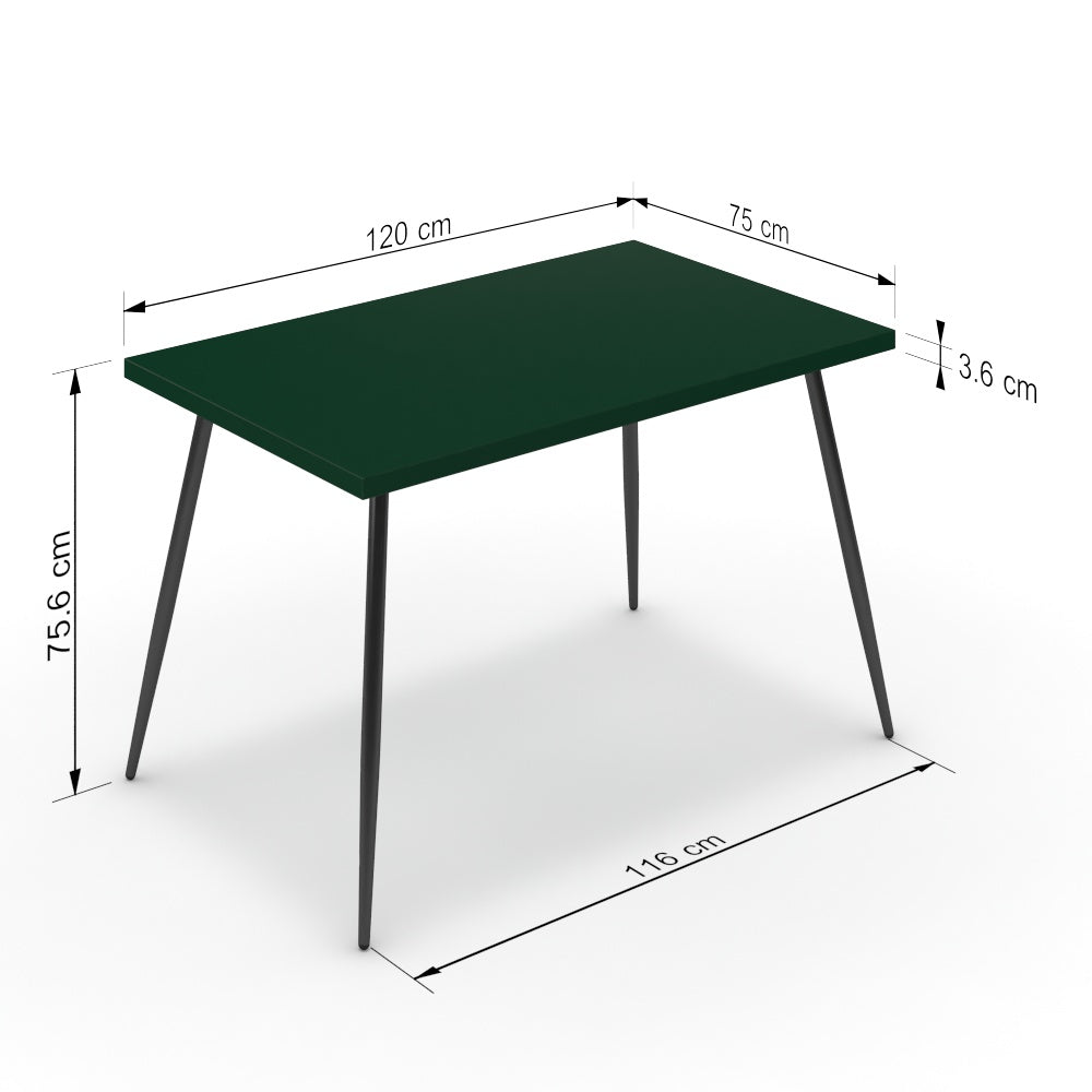 Étkezőasztal - Manu fekete lábbal - Forest zöld, méret: 120x75