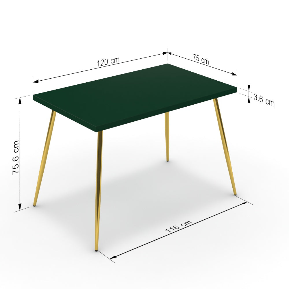 Étkezőasztal - Manu arany lábbal - Forest zöld, méret: 120x75