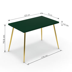 Étkezőasztal - Manu arany lábbal - Forest zöld, méret: 120x75