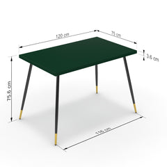 Étkezőasztal - Manu fekete és arany lábbal - Forest zöld, méret: 120x75