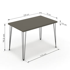 Étkezőasztal - Linga fekete lábbal - Fosszil szürke, méret: 120x75
