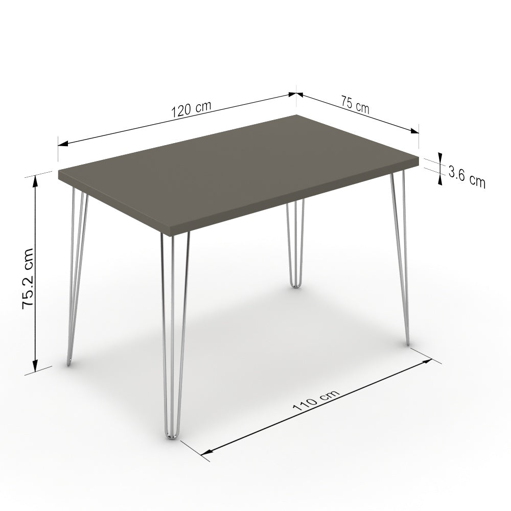 Étkezőasztal - Linga króm lábbal - Fosszil szürke, méret: 120x75