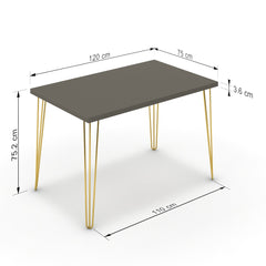 Étkezőasztal - Linga arany lábbal - Fosszil szürke, méret: 120x75
