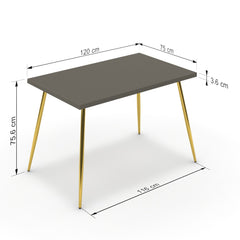 Étkezőasztal - Manu arany lábbal - Fosszil szürke, méret: 120x75