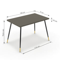 Étkezőasztal - Manu fekete és arany lábbal - Fosszil szürke, méret: 120x75