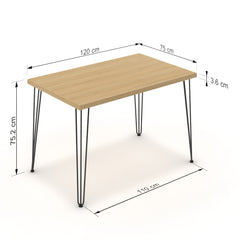 Étkezőasztal - Linga fekete lábbal - Vicenza tölgy, méret: 120x75