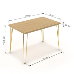 Étkezőasztal - Linga arany lábbal - Vicenza tölgy, méret: 120x75