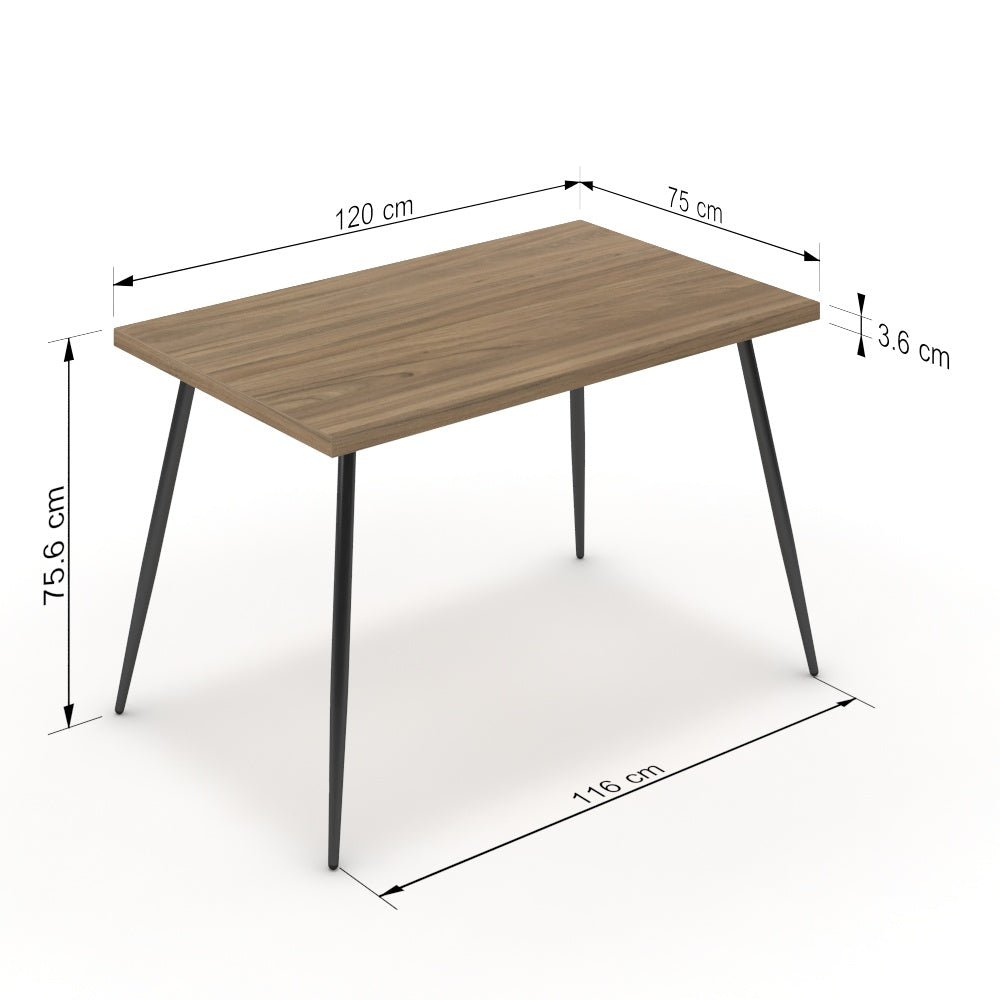 Étkezőasztal - Manu fekete lábbal - Világos rauna szil, méret: 120x75