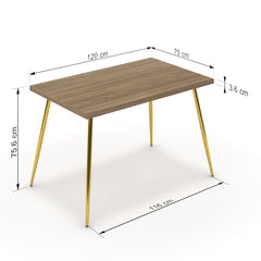Étkezőasztal - Manu arany lábbal - Világos rauna szil, méret: 120x75