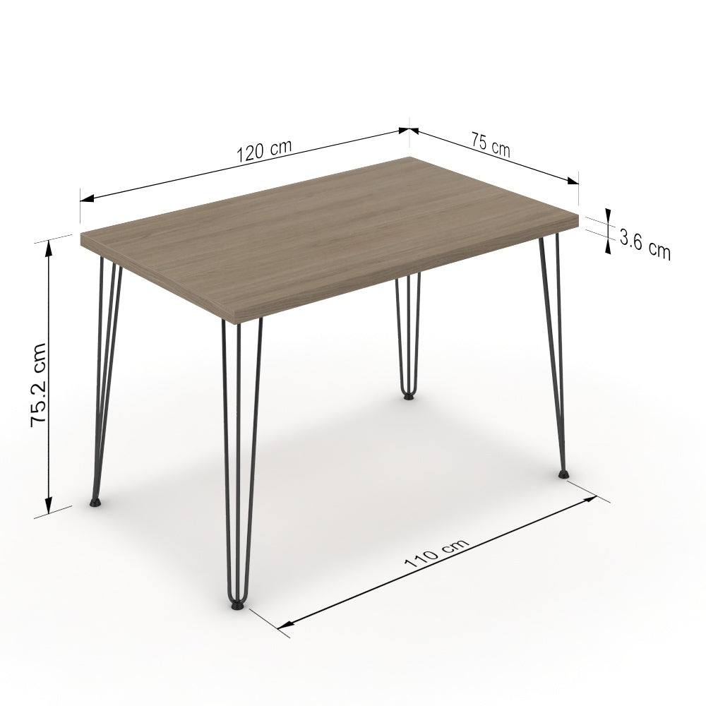 Étkezőasztal - Linga fekete lábbal - Szürke Vicenza tölgy, méret: 120x75