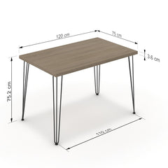Étkezőasztal - Linga fekete lábbal - Szürke Vicenza tölgy, méret: 120x75