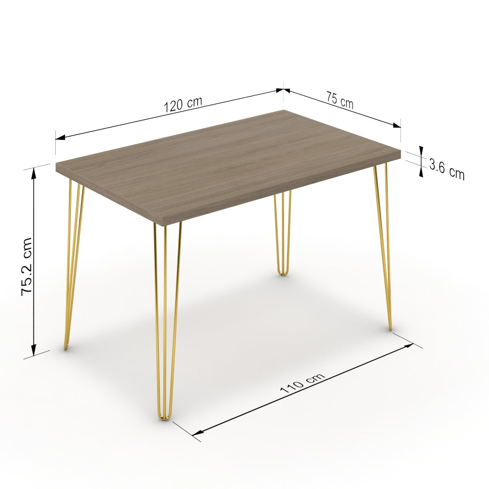 Étkezőasztal - Linga arany lábbal - Szürke Vicenza tölgy, méret: 120x75