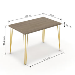 Étkezőasztal - Linga arany lábbal - Szürke Vicenza tölgy, méret: 120x75