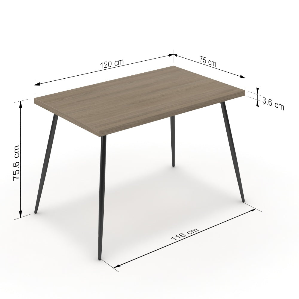 Étkezőasztal - Manu fekete lábbal - Szürke Vicenza tölgy, méret: 120x75