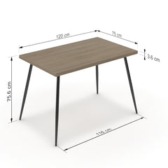 Étkezőasztal - Manu fekete lábbal - Szürke Vicenza tölgy, méret: 120x75