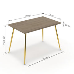 Étkezőasztal - Manu arany lábbal - Szürke Vicenza tölgy, méret: 120x75