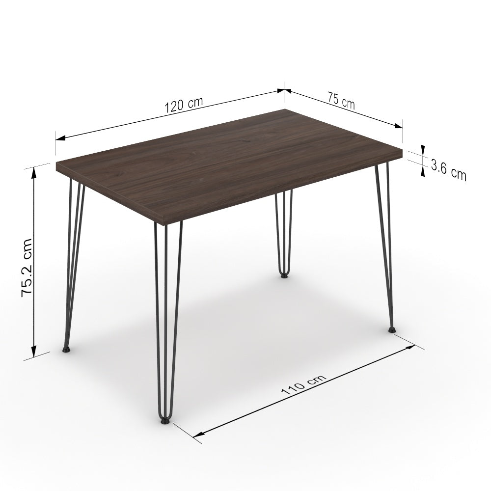 Étkezőasztal - Linga fekete lábbal - Sötét rauna szil, méret: 120x75