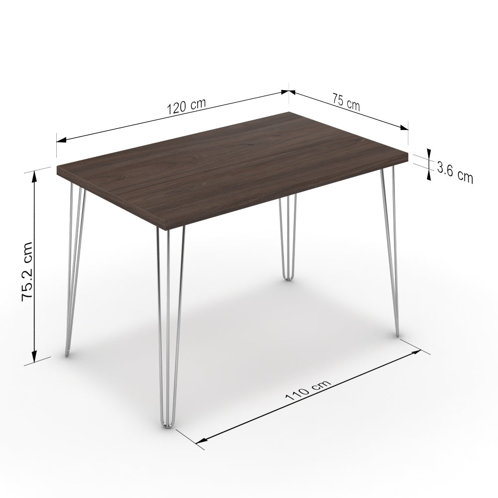 Étkezőasztal - Linga króm lábbal - Sötét rauna szil, méret: 120x75