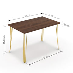 Étkezőasztal - Linga arany lábbal - Mogyoró, méret: 120x75