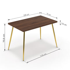 Étkezőasztal - Manu arany lábbal - Mogyoró, méret: 120x75