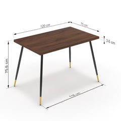 Étkezőasztal - Manu fekete és arany lábbal - Mogyoró, méret: 120x75