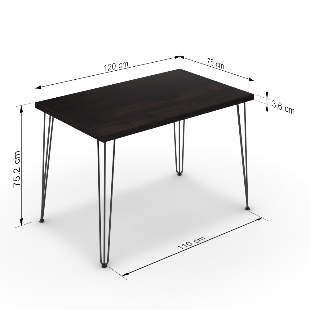 Étkezőasztal - Linga fekete lábbal - Füstölt dió, méret: 120x75