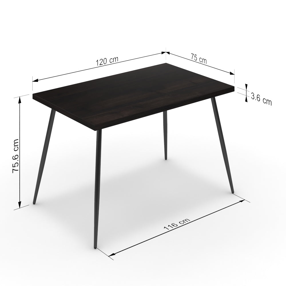 Étkezőasztal - Manu fekete lábbal - Füstölt dió, méret: 120x75