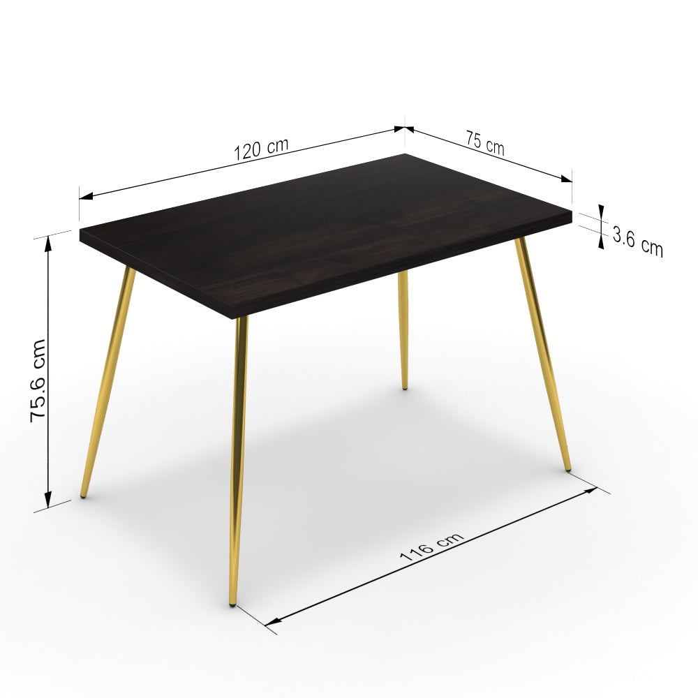 Étkezőasztal - Manu arany lábbal - Füstölt dió, méret: 120x75
