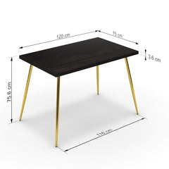 Étkezőasztal - Manu arany lábbal - Füstölt dió, méret: 120x75