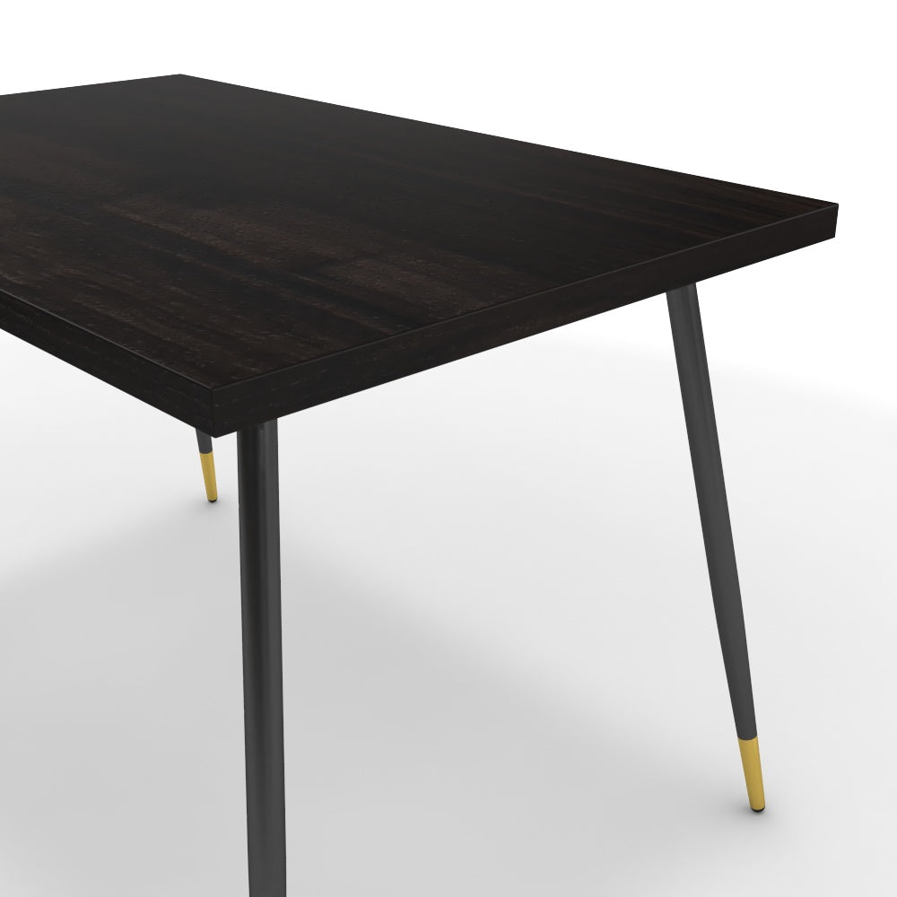 Étkezőasztal - Manu fekete és arany lábbal - Füstölt dió, méret: 120x75