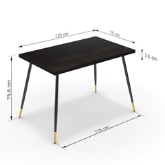 Étkezőasztal - Manu fekete és arany lábbal - Füstölt dió, méret: 120x75
