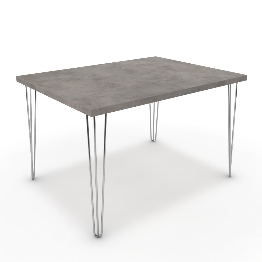 Étkezőasztal - Linga króm lábbal - Vil.szürke Chicago beton, méret: 120x90