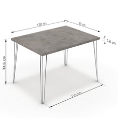 Étkezőasztal - Linga króm lábbal - Vil.szürke Chicago beton, méret: 120x90