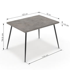 Étkezőasztal - Manu fekete lábbal - Vil.szürke Chicago beton, méret: 120x90
