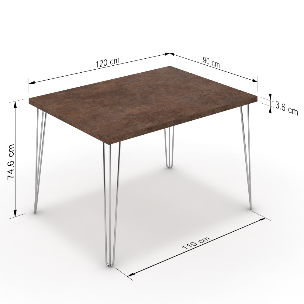 Étkezőasztal - Linga króm lábbal - Ferro bronz, méret: 120x90