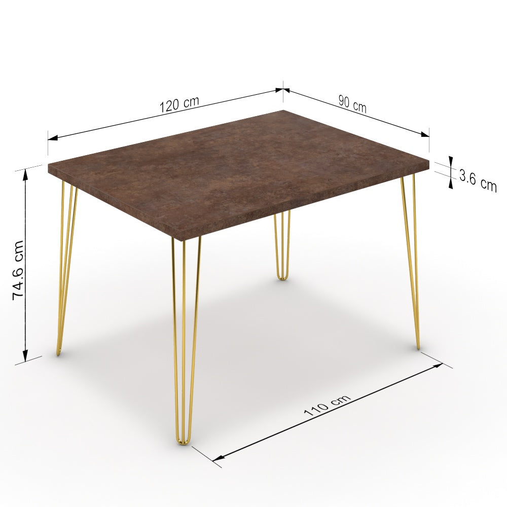 Étkezőasztal - Linga arany lábbal - Ferro bronz, méret: 120x90