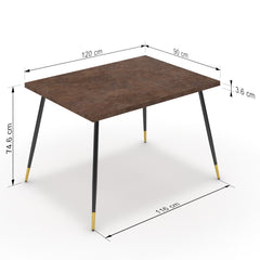 Étkezőasztal - Manu fekete és arany lábbal - Ferro bronz, méret: 120x90