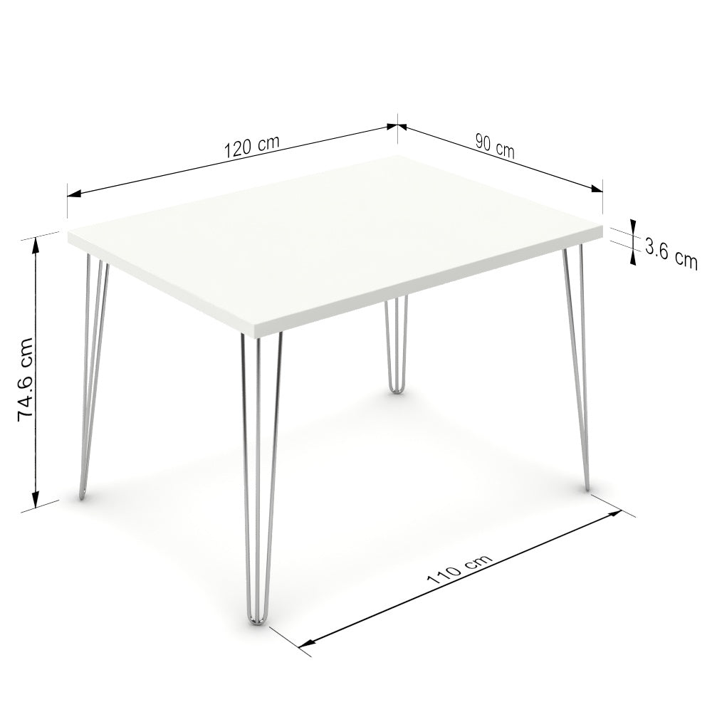 Étkezőasztal - Linga króm lábbal - Alpesi fehér, méret: 120x90